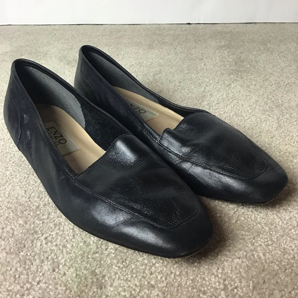 Enzo Angiolini Black Leather Loafers Size 8M